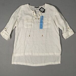 Company Ellen Tracy white linen blouse Large